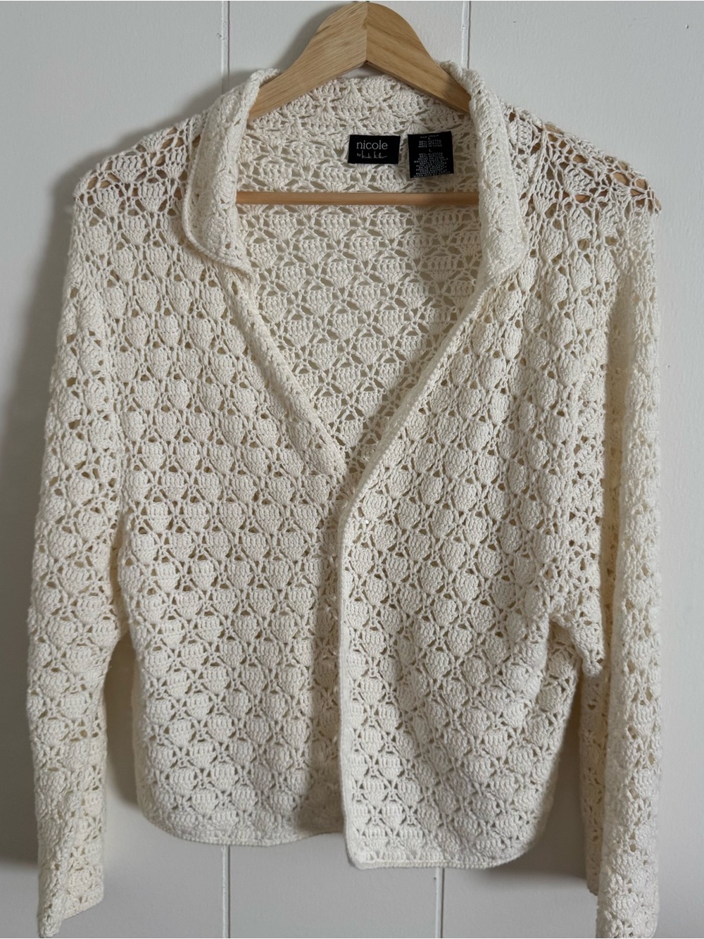 Nicole by Nicole Miller Crochet Cardigan Size L